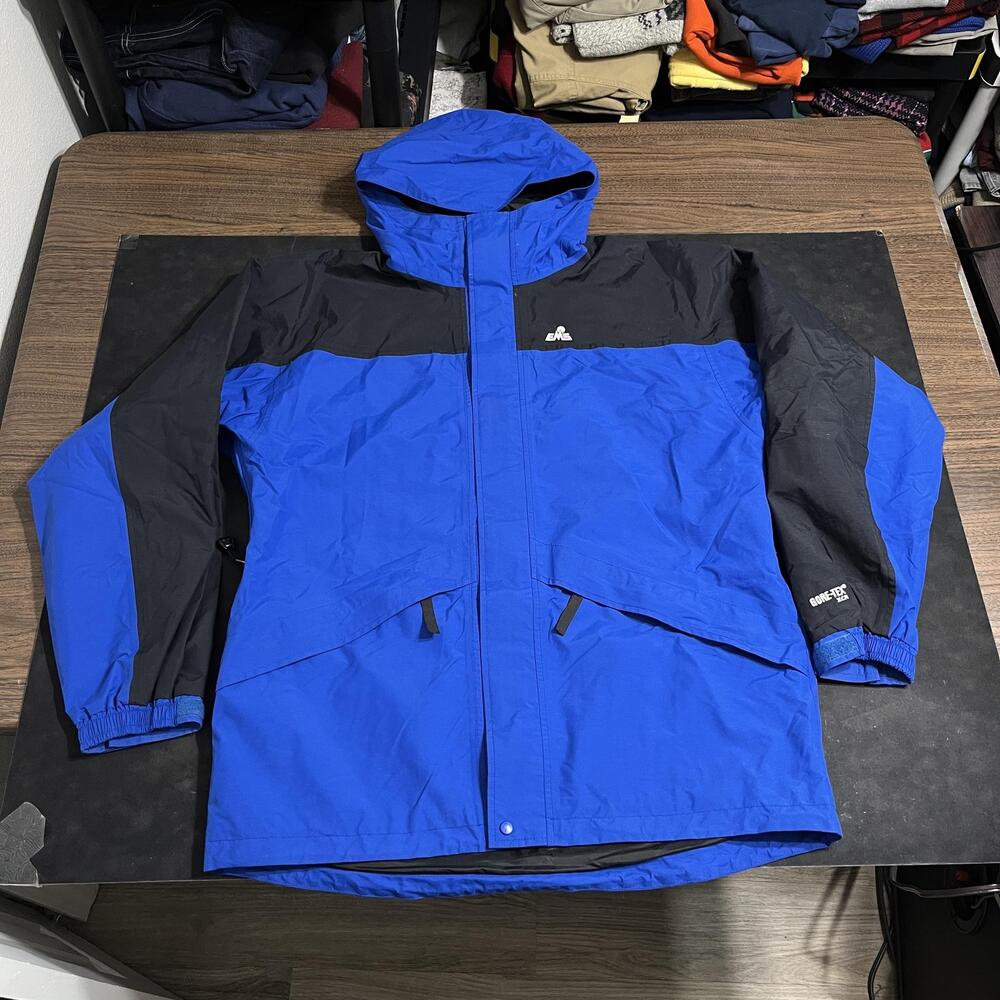 EMS Jacket Mens Large Blue GORE-TEX XCR Hooded Waterproof Rain Shell Hiking